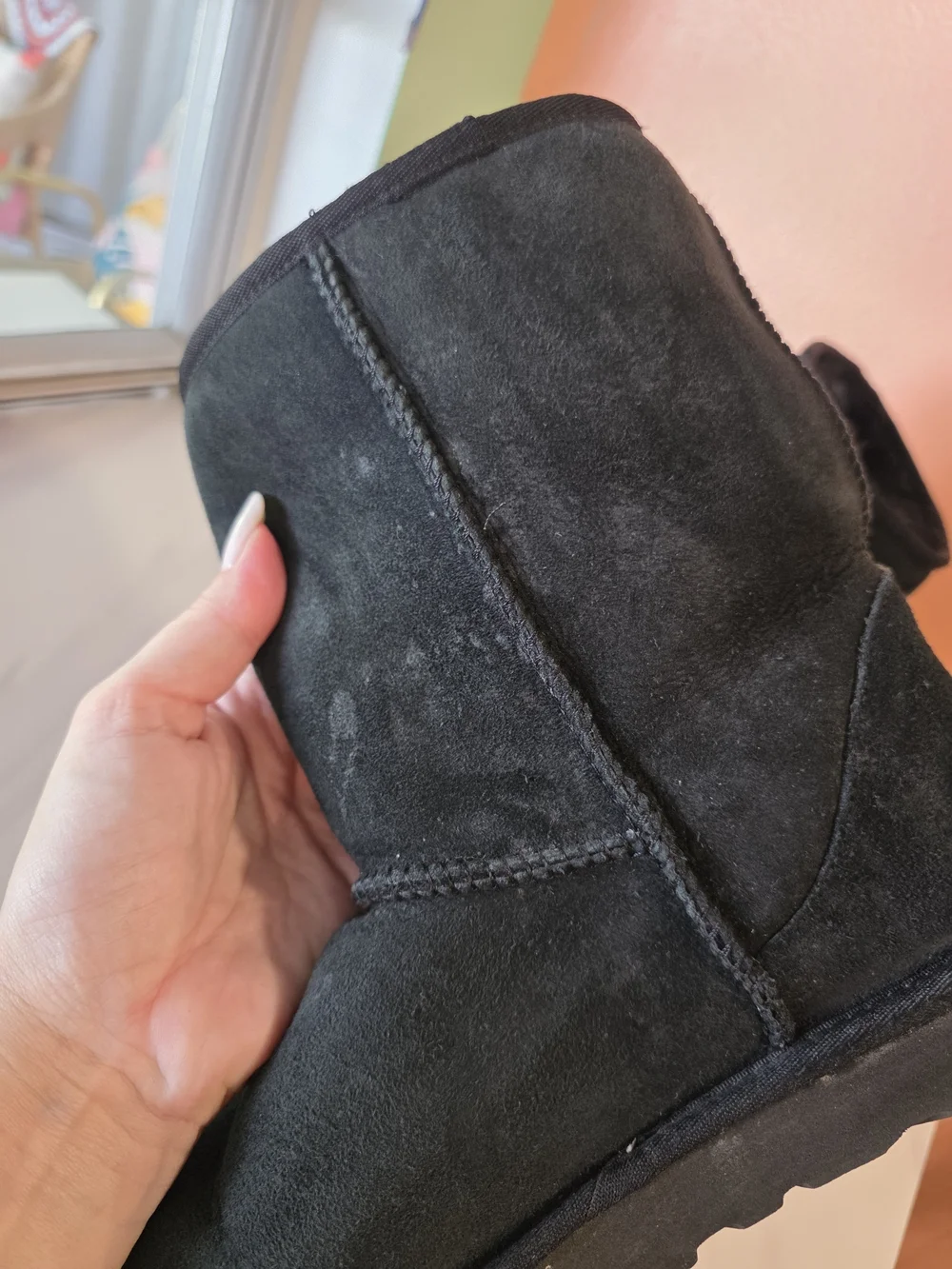 UGG Classic Short Black Suede Shearling Boots